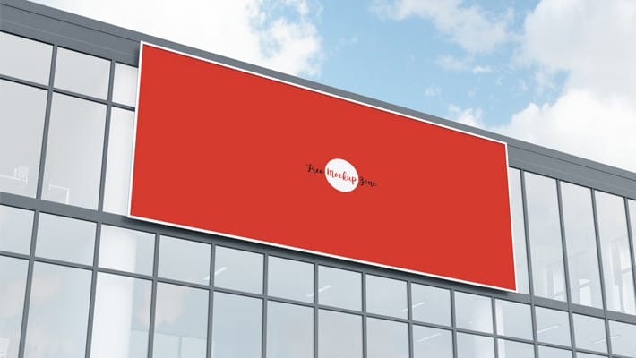Free Office Building Facade Billboard Mockup PSD