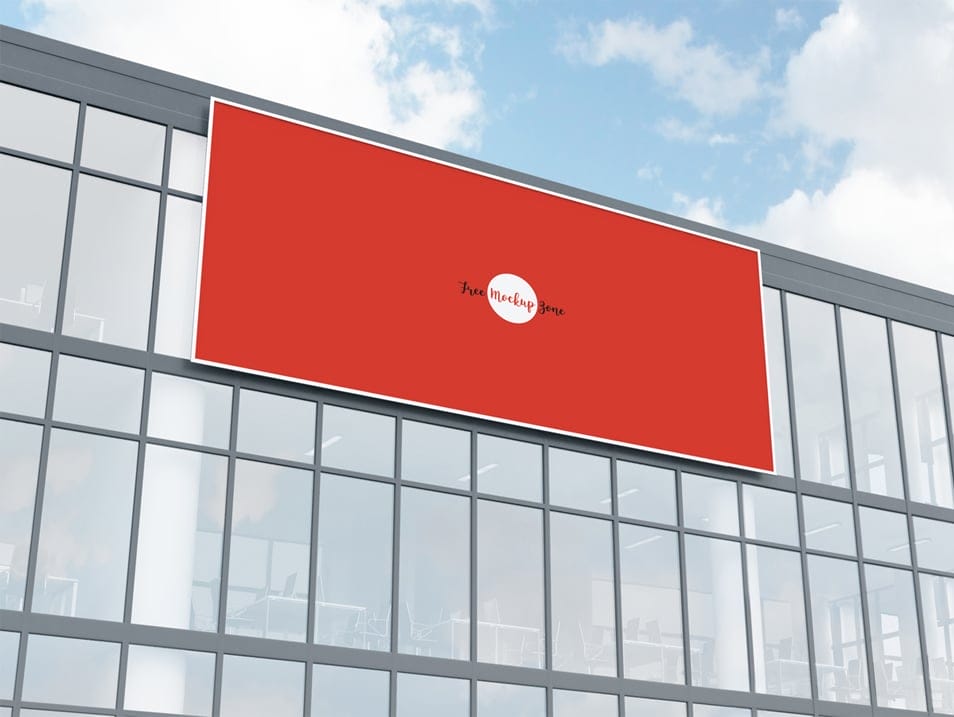 Free Office Building Facade Billboard Mockup PSD