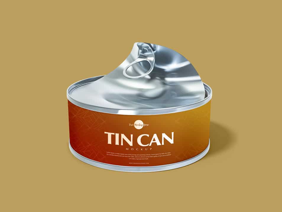 Free Open Tin Can Mockup PSD