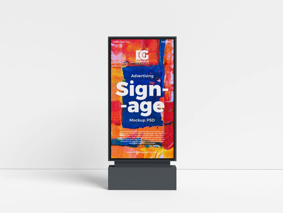 Free Outdoor Advertising Signage Mockup PSD