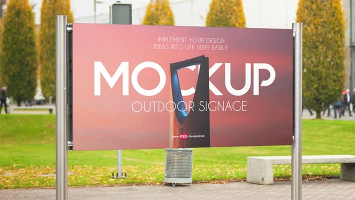 Free Outdoor Signage Mock-up in PSD