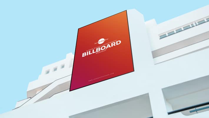 Free Outside Building Vertical Advertisement Billboard Mockup PSD