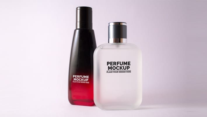 Free Perfume Bottle Logo Mockup PSD