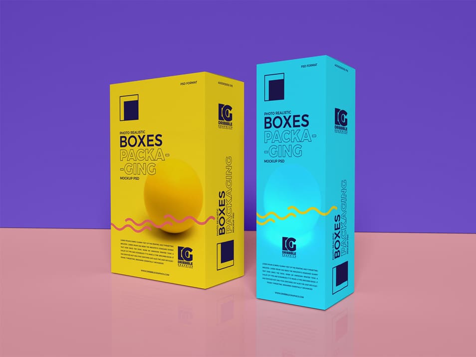 Free Photo Realistic Boxes Packaging Mockup PSD 2019