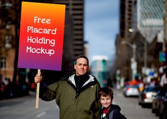 Free Placard Holding Mockup