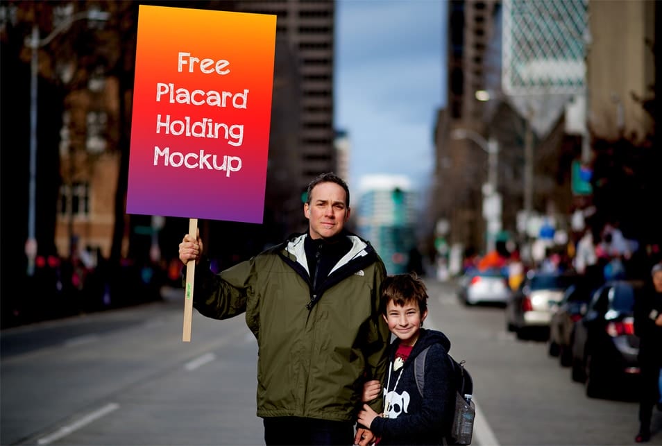 Free Placard Holding Mockup