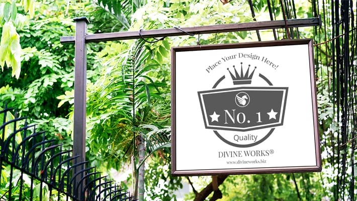 Free Pole Hanging Signboard Mockup