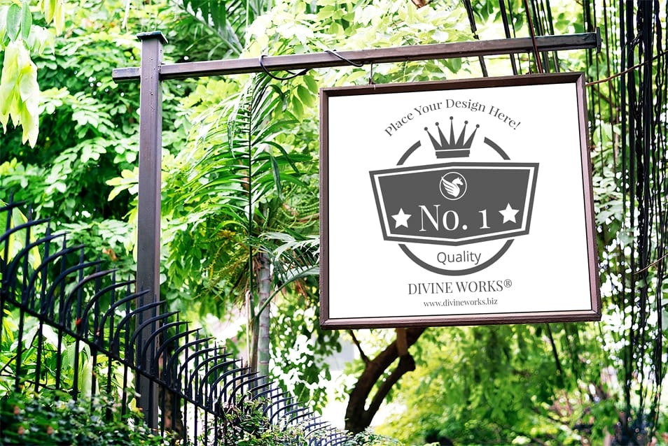 Free Pole Hanging Signboard Mockup