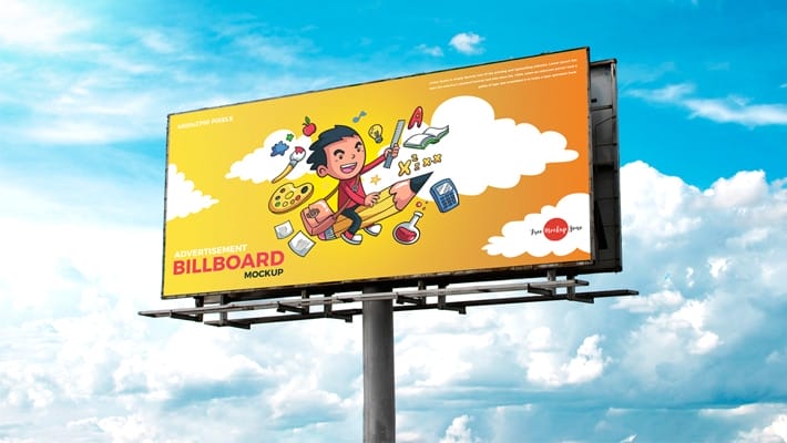 Free Realistic Outdoor Advertisement Hoarding Billboard Mockup PSD