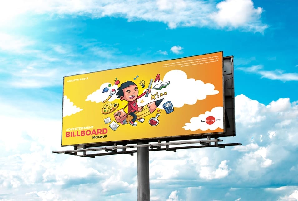 Free Realistic Outdoor Advertisement Hoarding Billboard Mockup PSD