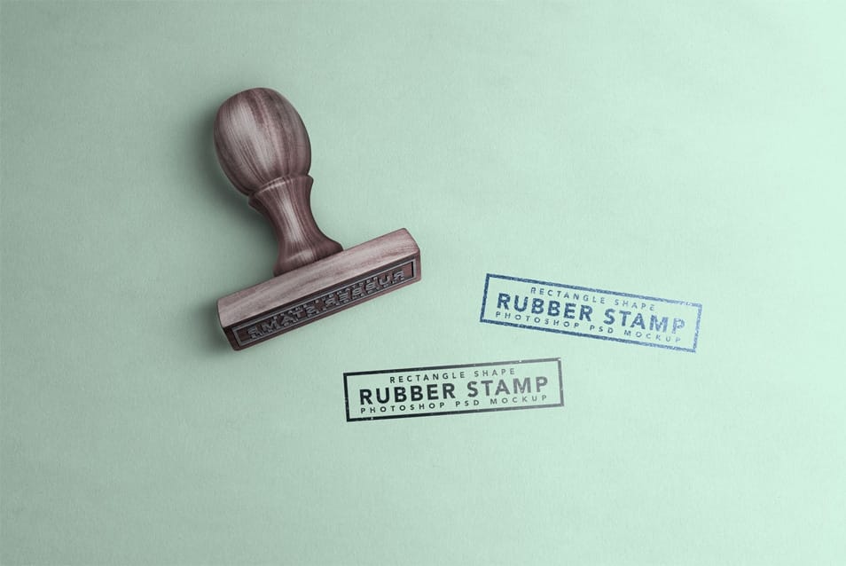 Free Rectangle Rubber Stamp Mockup PSD