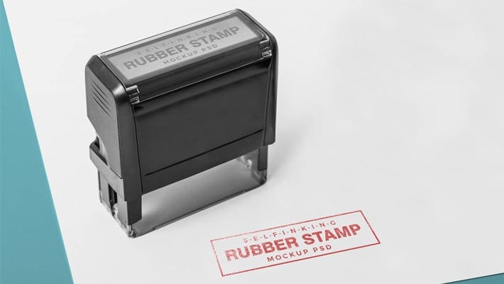 Free Self Inking Rectangular Rubber Stamp Mockup PSD