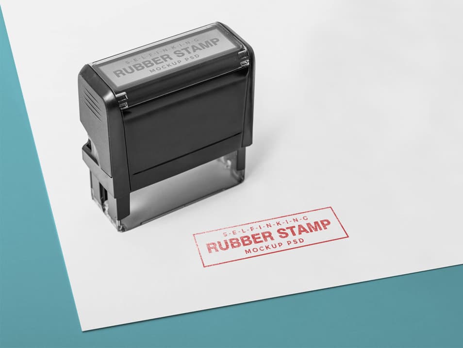 Free Self Inking Rectangular Rubber Stamp Mockup PSD