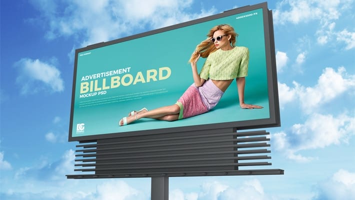 Free Sky Advertisement Billboard Mockup PSD 2019
