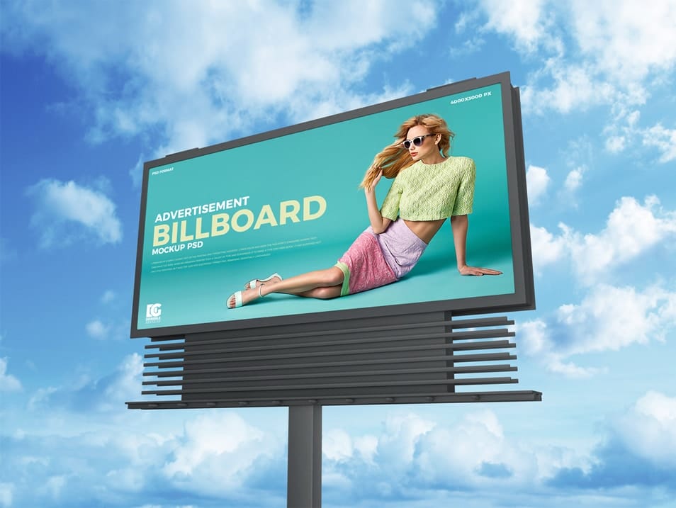 Free Sky Advertisement Billboard Mockup PSD 2019