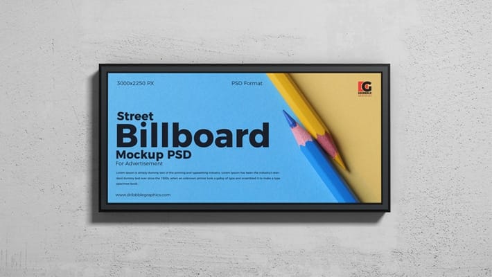 Free Street Billboard Mockup PSD
