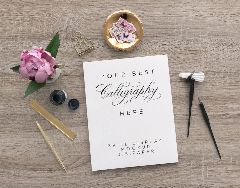 Free U.S. Paper Size Letterhead / Skill Display Mockup PSD