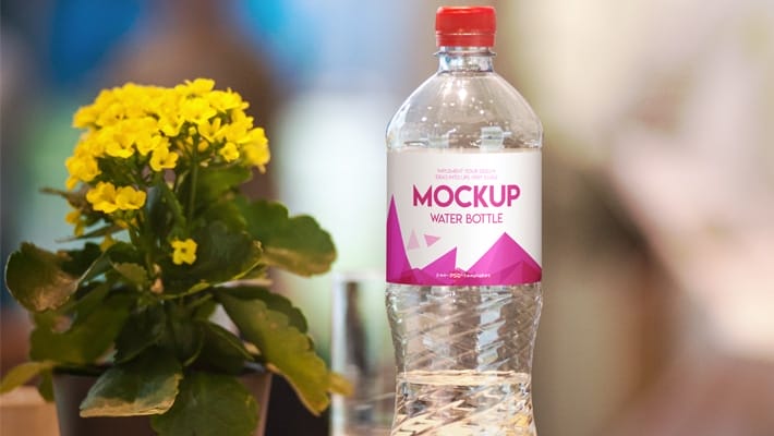 Free Water Bottle Mock-up in PSD