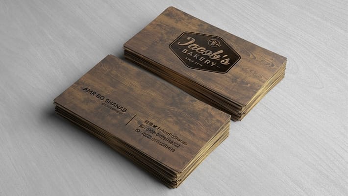 Free Wooden Business Card Mockup PSD