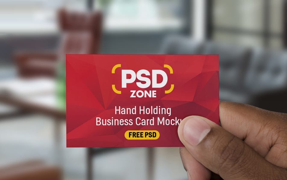 Hand Holding Business Card Mockup PSD
