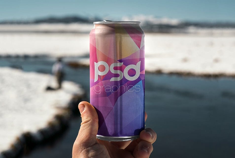 Hand Holding Soda Can Mockup