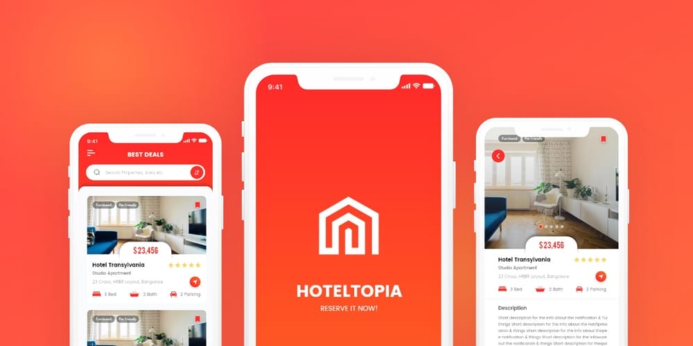 HotelTopia Mobile App UI Design