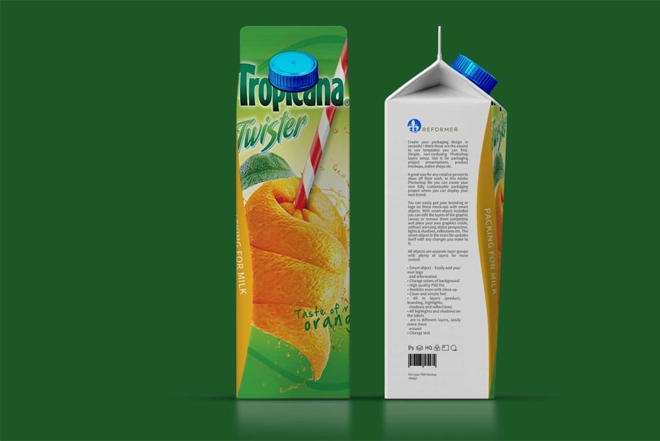 Juice Packaging PSD Mockup
