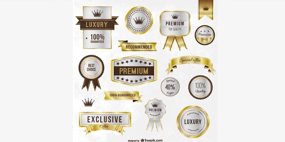 Luxury golden labels and ribbons