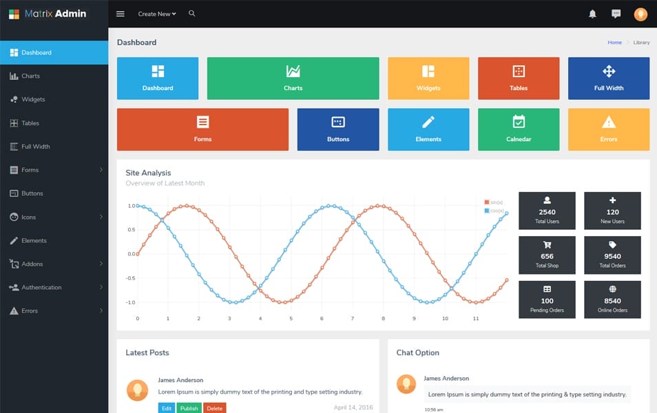 Matrix Bootstrap Admin