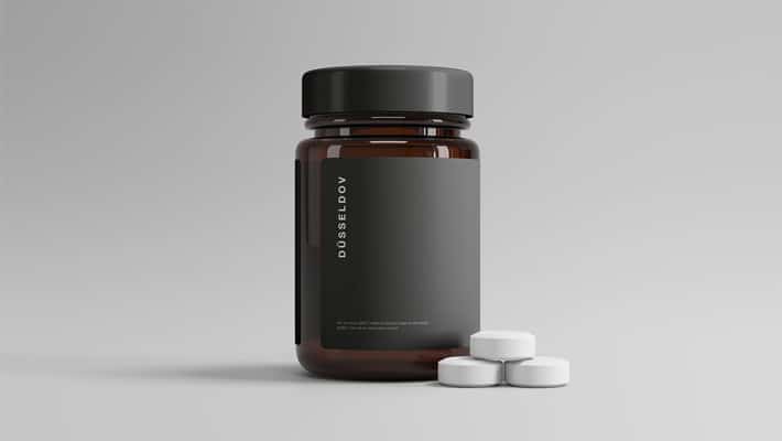 Medicine Bottle with Pills Mockup