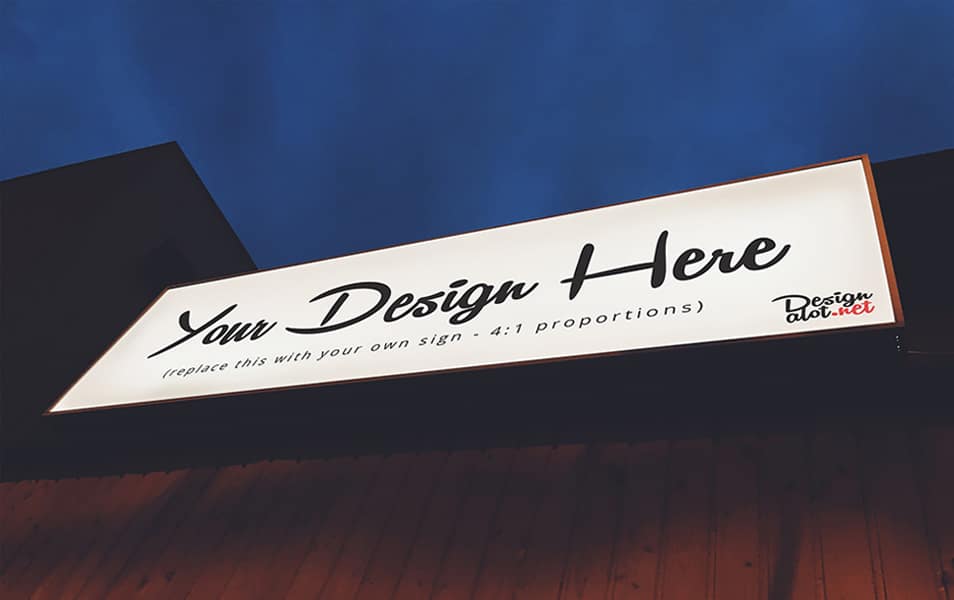 Outdoor Rectangular Night Sign Free Mockup