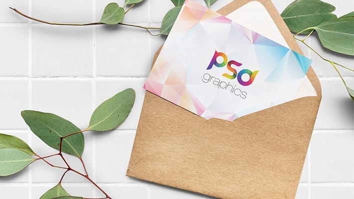 Postcard With Envelope Mockup