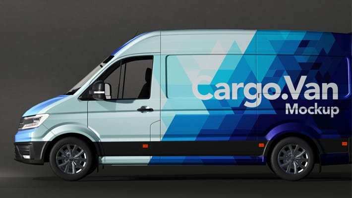 PSD Vinyl Van Wrapping Mockup