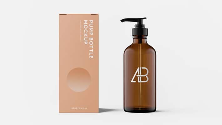 Pump Bottle With Box Mockup