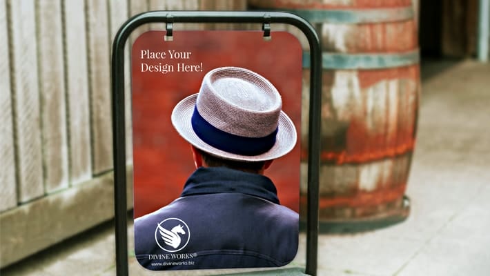 Sidewalk Poster Sign Mockup PSD