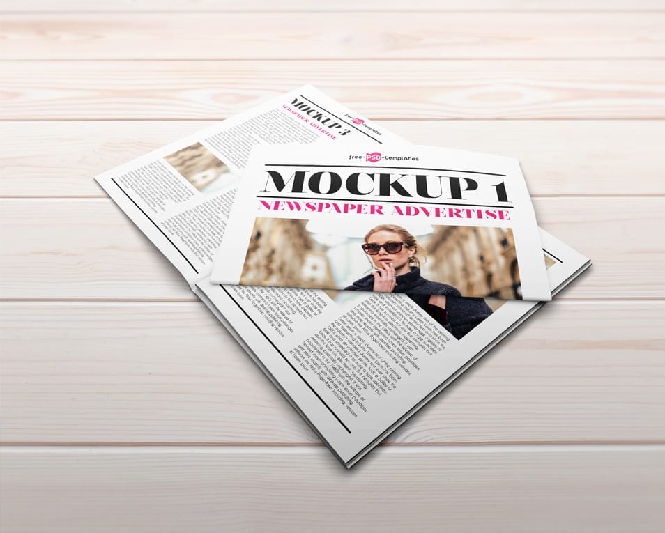 3 Free Newspaper Advertise Mock-ups in PSD