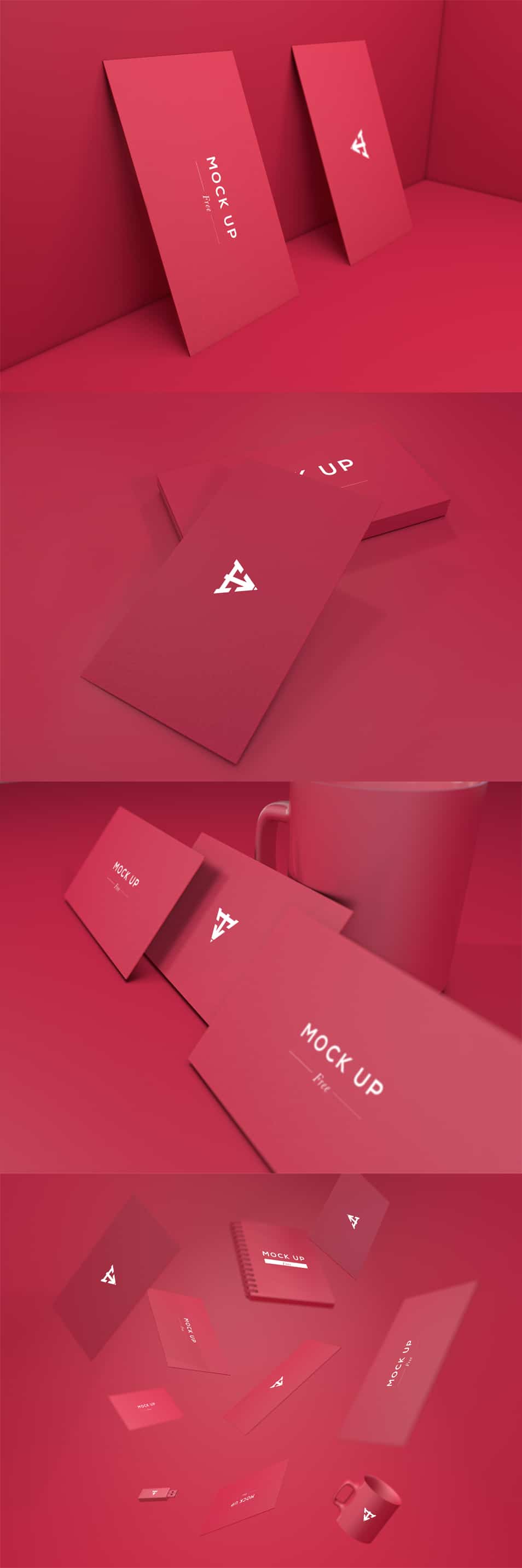 6 Free Business Cards Mockup