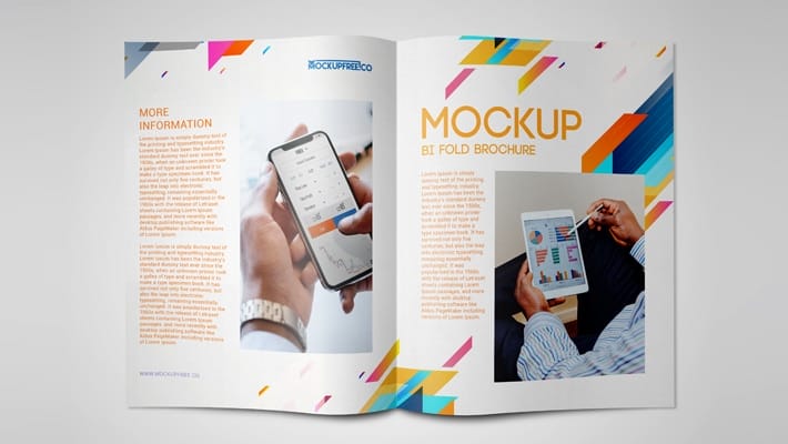 Bi-Fold Brochure Free PSD Mockups