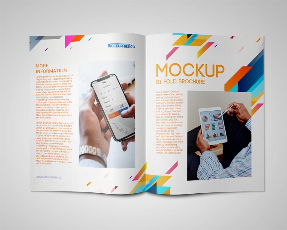 Bi-Fold Brochure Free PSD Mockups