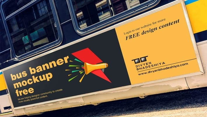 Bus Banner Mockup PSD