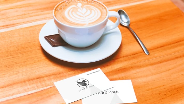 Business Card with Coffee Cup Mockup