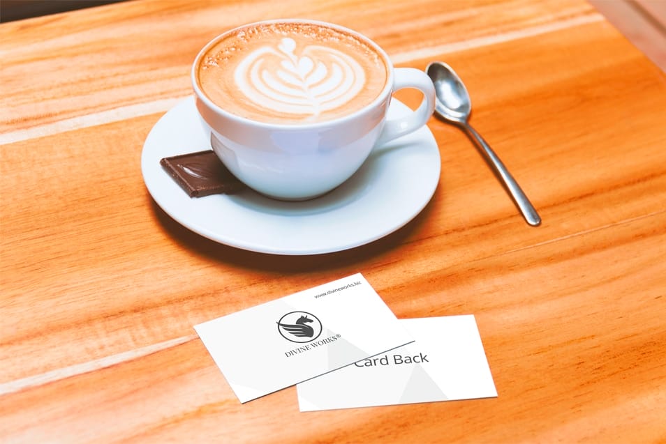 Business Card with Coffee Cup Mockup
