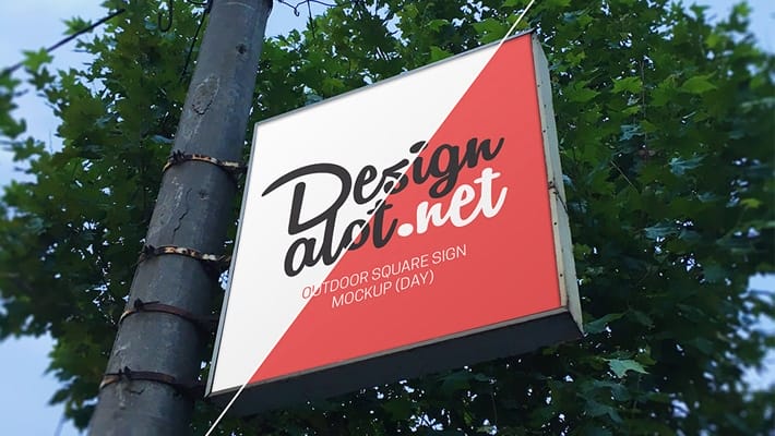 Day Square Sign Realistic Mockup
