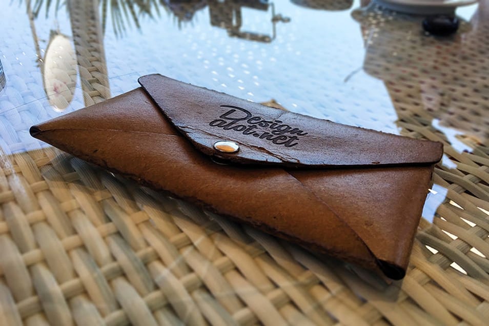 Engraved Leather Envelope Free Mockup