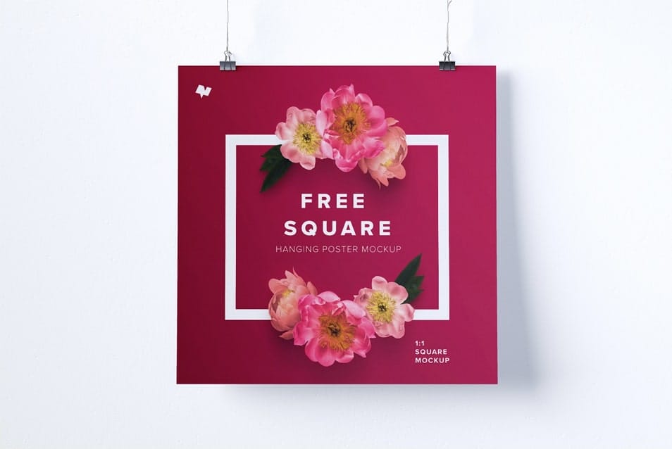 Free 1:1 Square Hanging Poster Mockup