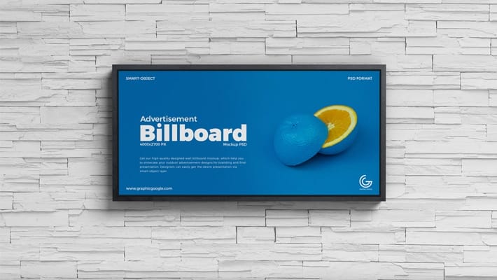Free Advertisement Wall Billboard Mockup PSD