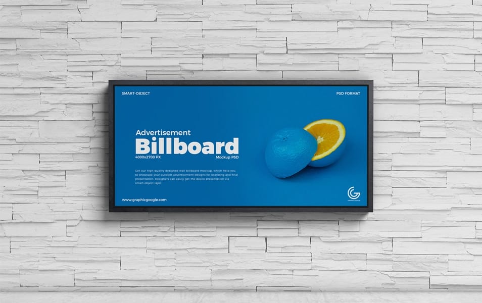 Free Advertisement Wall Billboard Mockup PSD