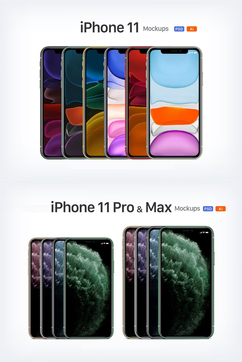 Free Apple iPhone 11, iPhone 11 Pro & iPhone Pro Max in PSD