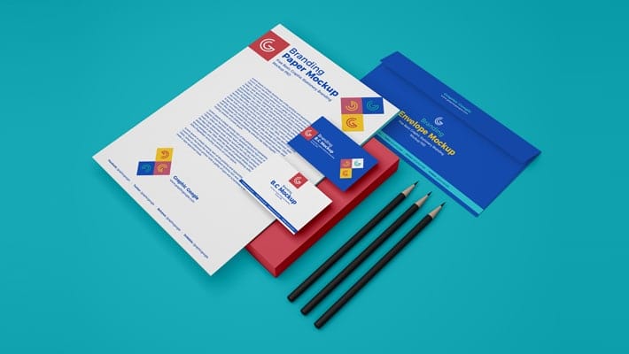 Free Basic Graphic Stationery Branding Mockup PSD