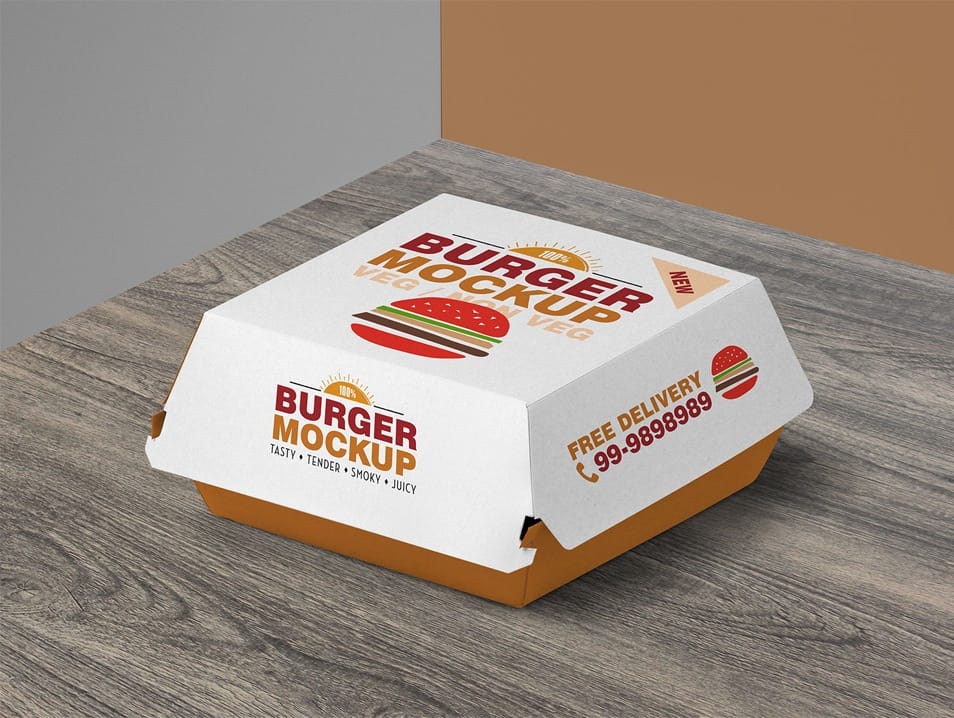 Free Burger Packaging Mockup PSD